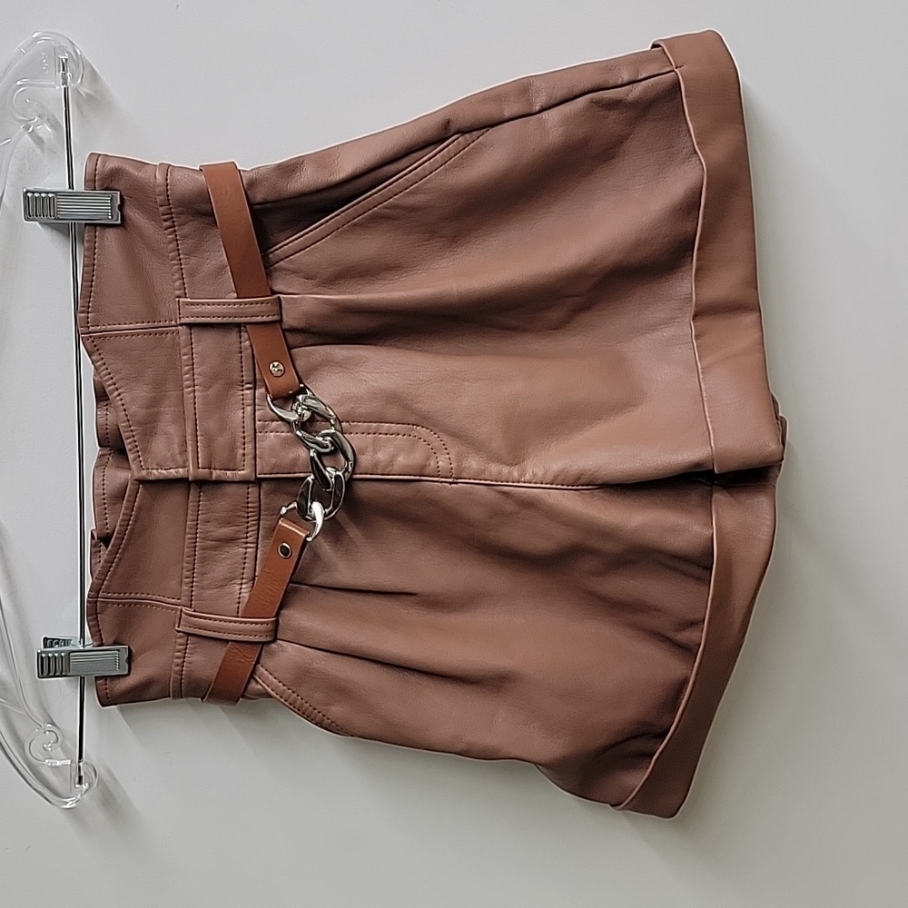 Bar III Vegan Leather High Rise Brown Summer Shorts Size XS